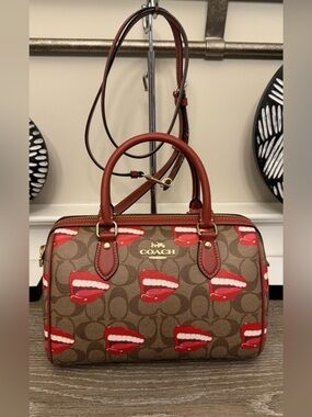 Coach x Tom Wesselmann Rowan Satchel with lip motif print